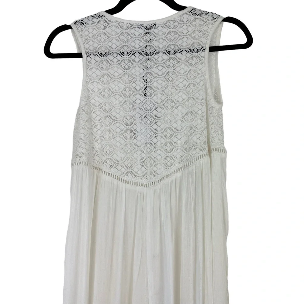 NWT Akasa Sz 6 Women's White Crochet Lace Vneck Hook‎ Eye Front Cover Up Boho